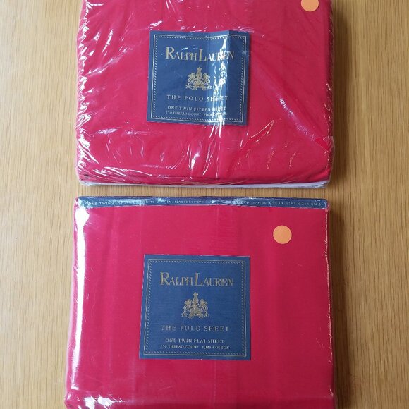 NoS Twin Sheets Set Ralph Lauren The Polo Sheet Red - Picture 12 of 12